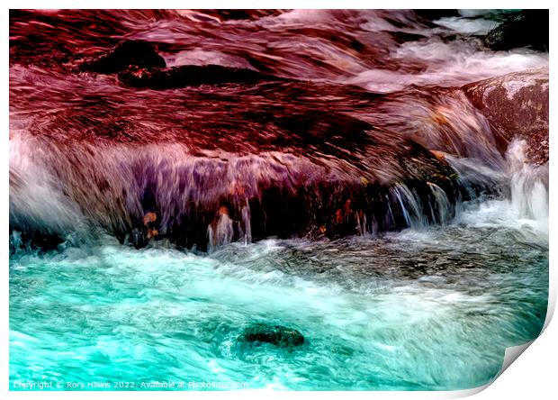 Coloured waterfall Print by Rory Hailes