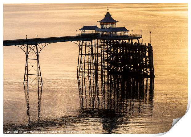 Clevedon Pier head at sunset Print by Rory Hailes
