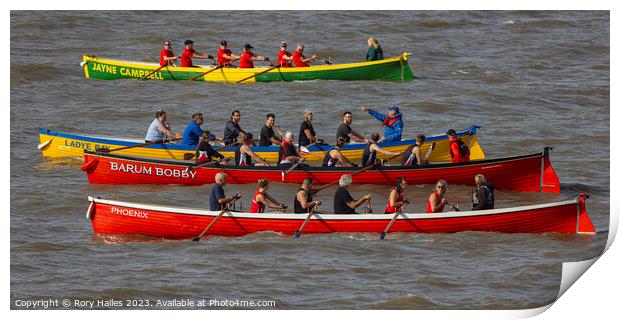 Clevedon Pilot Gig Regatta 2023 on the start line ready to go Print by Rory Hailes