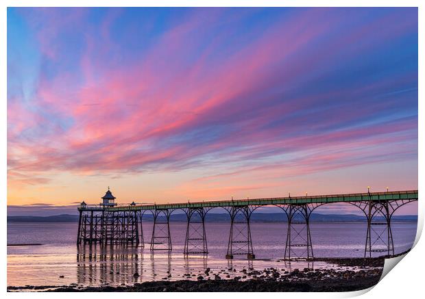 Clevedon Pier at Sunset Print by Rory Hailes