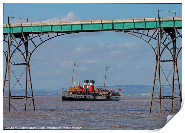 PS Waverly coming into the Clevedon Pier Print by Rory Hailes