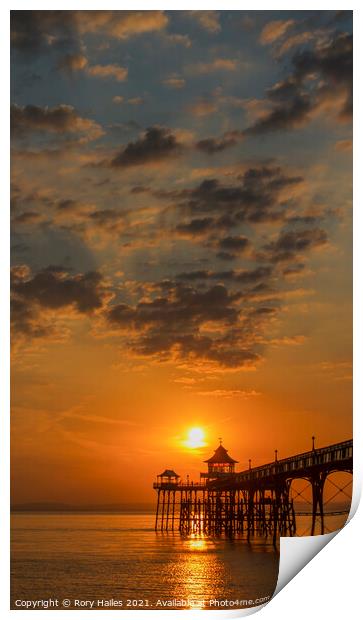 Clevedon Pier at sunset Print by Rory Hailes