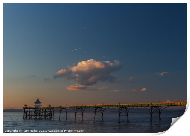 Clevedon Pier with cloud Print by Rory Hailes