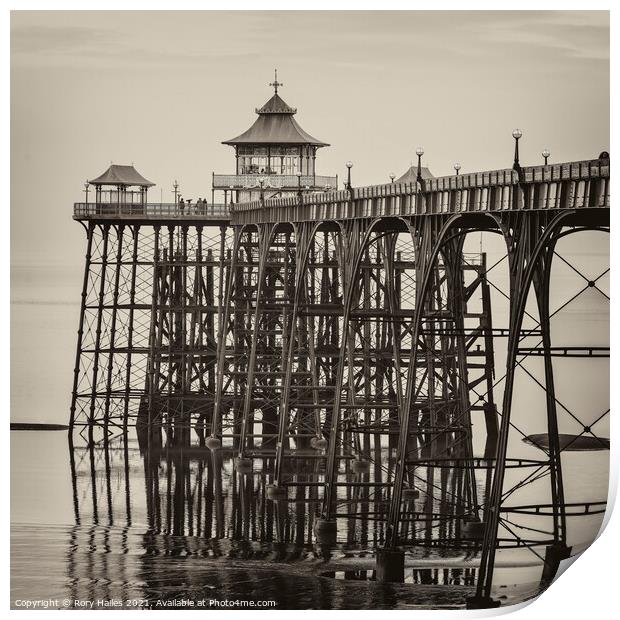 Sepia image of Clevedon Pier Print by Rory Hailes