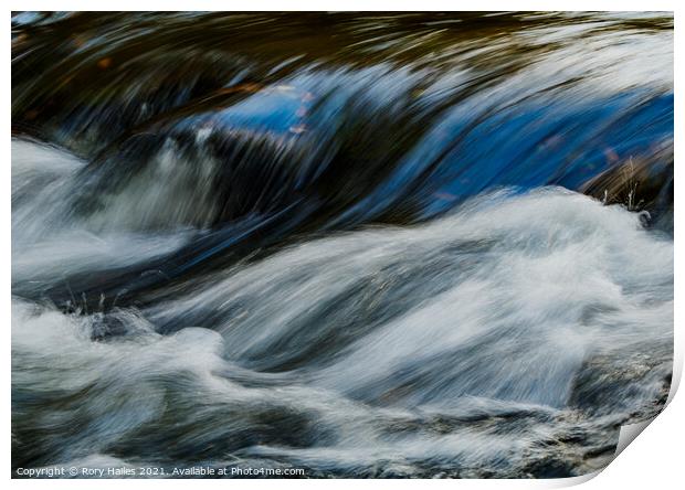 Waterfall over rocks Print by Rory Hailes