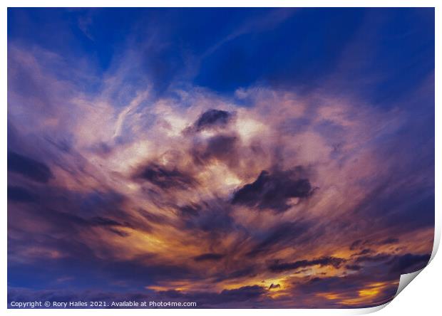 Multicoloured clouds Print by Rory Hailes