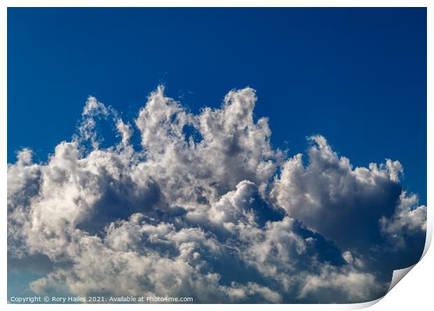 Cumulus clouds  blue sky Print by Rory Hailes