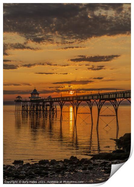 Clevedon Pier Sunset Print by Rory Hailes