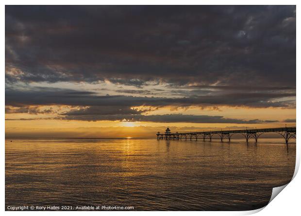 Clevedon Pier At Sunset Print by Rory Hailes