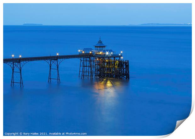 Clevedon Pier flat holm Print by Rory Hailes