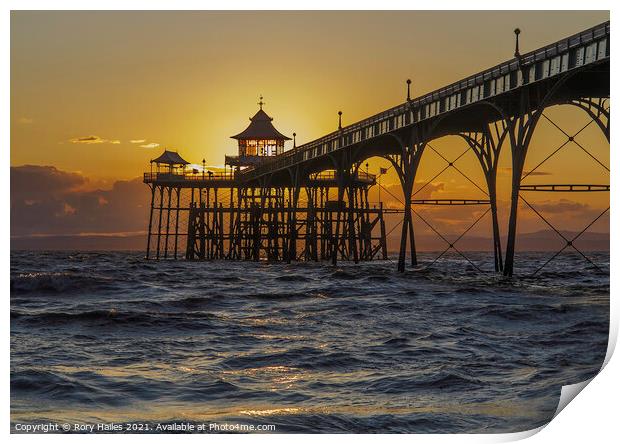 Sunset Clevedon Pier Print by Rory Hailes