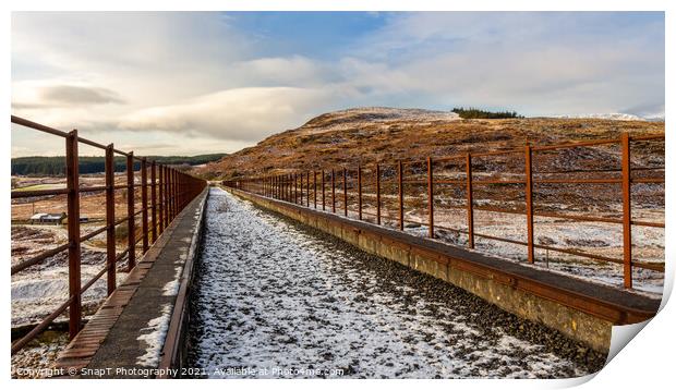 A snow covered old railway viaduct at the Big Water of Fleet at the Cairnsmore Print by SnapT Photography