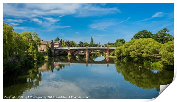 Blue summer sky reflecting on the River Nith in Dumfries Print by SnapT Photography