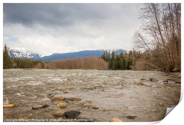 A shallow riffle on a cold Kalum river in British Columbia, Canada Print by SnapT Photography