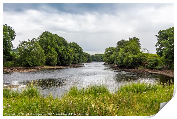 Looking downstream on the River Dee on a cloudy su Print by SnapT Photography