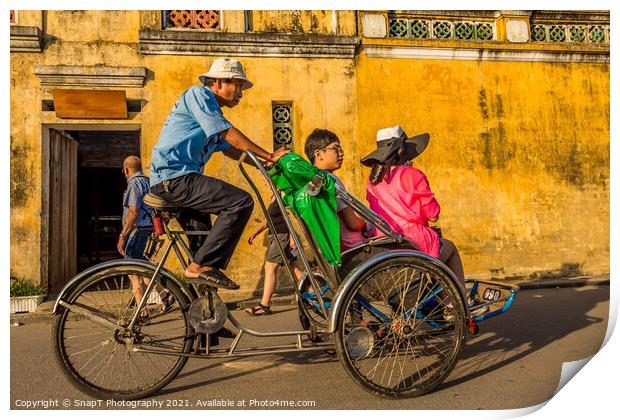 A tour through the ancient old town by cyclo ride Print by SnapT Photography