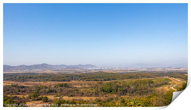 A view into North Korea, across the DMZ, from the Dorsa Observatory Print by SnapT Photography