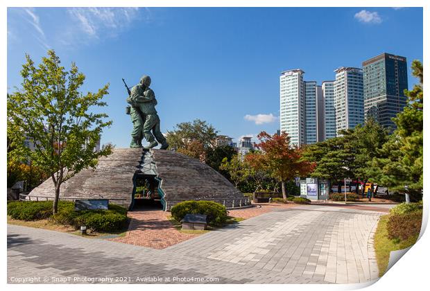The 'Statue of Brothers' at the War Memorial of Korea Museum, Seoul, South Korea Print by SnapT Photography