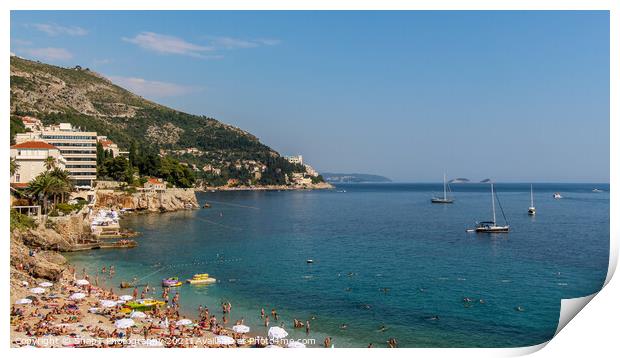 A view over Plaza Banje beach along Dubrovnik's adriatic coast, Croatia Print by SnapT Photography