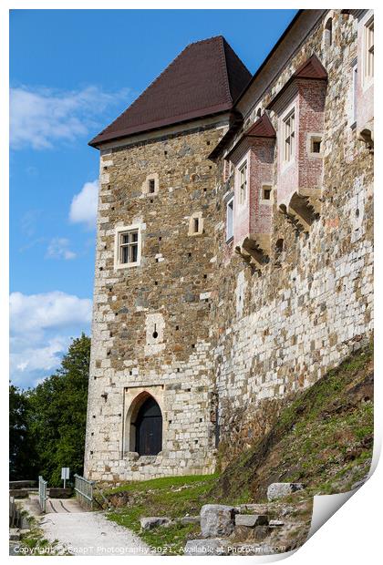 The outer wall and watch tower on Ljubljana Castle / Ljubljanski grad, Ljubljana Print by SnapT Photography