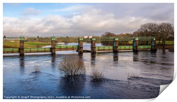 Glenlochar Barrage on the River Dee at Loch Ken, Galloway Hydro Electric Scheme Print by SnapT Photography