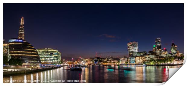 Thames Panorama at night London Print by James Catley