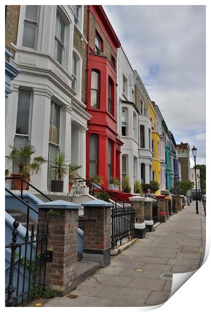 Notting Hill Colourful Houses Print by Emily Koutrou