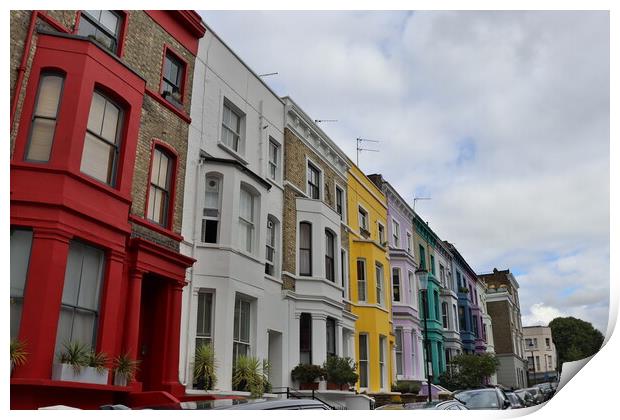 Notting Hill Colourful Houses Print by Emily Koutrou