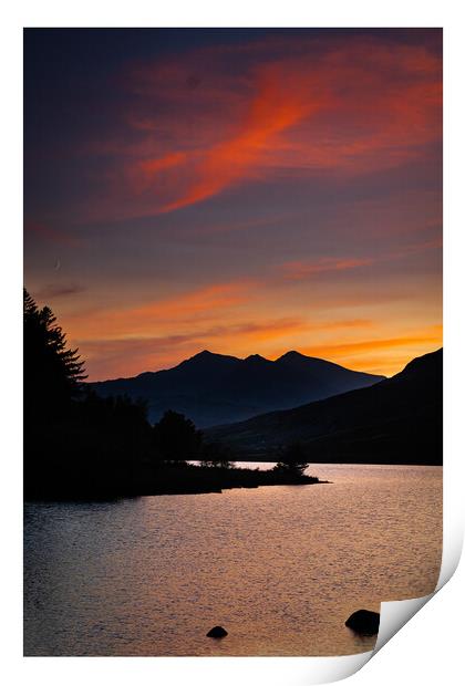 Sunset over Snowdon Print by Peter Taylor