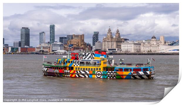 Mersey Ferry Snowdrop with the famous Liverpool Waterfront in the background  Print by Phil Longfoot