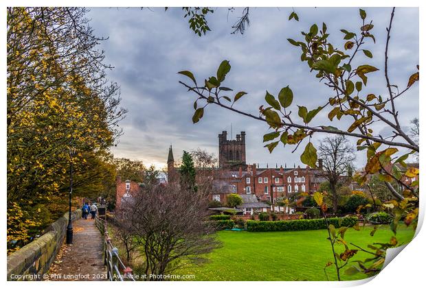 Chester Roman Wall during Autumn Print by Phil Longfoot