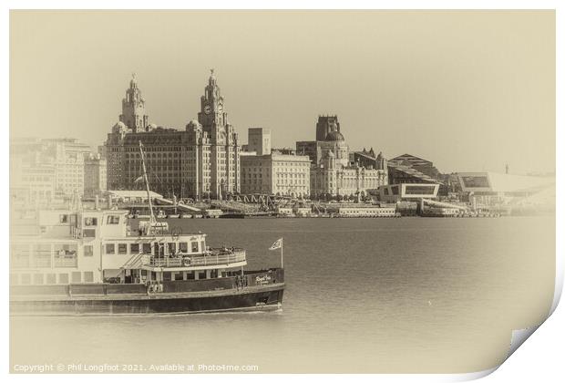 Ferry on the Mersey.  Print by Phil Longfoot