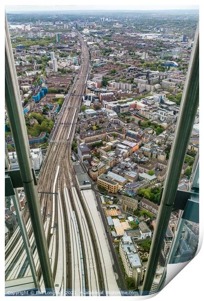 View from the Shard London of London Bridge Station  Print by Phil Longfoot