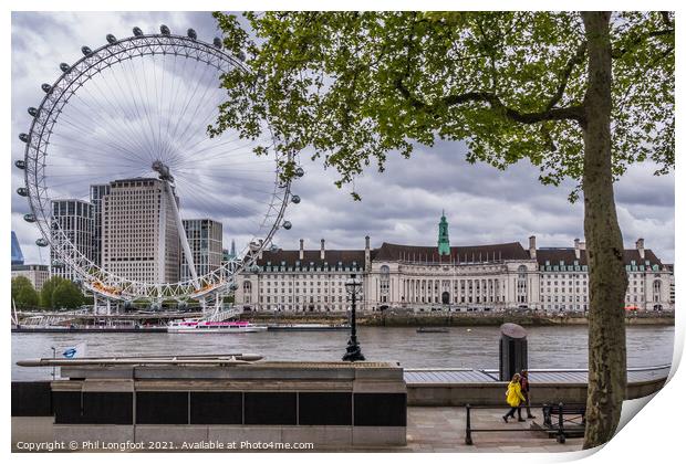 View over the River Thames towards the London Eye  Print by Phil Longfoot