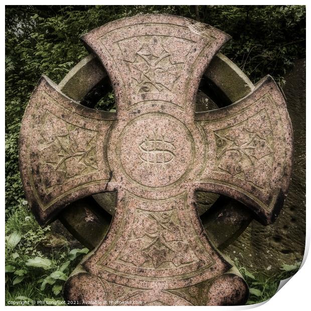 Celtic Cross in a Liverpool Cemetery  Print by Phil Longfoot