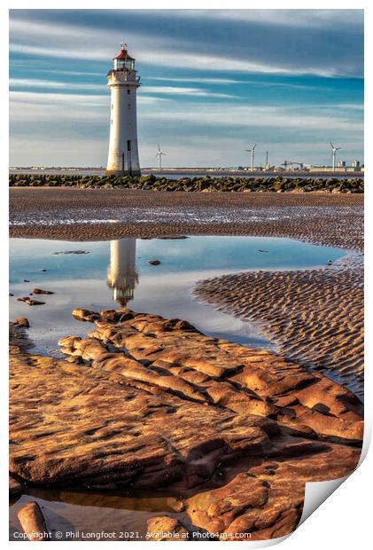 New Brighton Lighthouse Reflection Print by Phil Longfoot