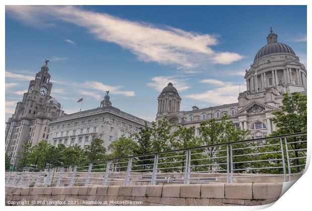 Three Graces Pier Head Liverpool Print by Phil Longfoot