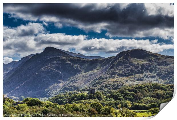 Snowdonia Mountain Range near Llanberis North Wales Print by Phil Longfoot