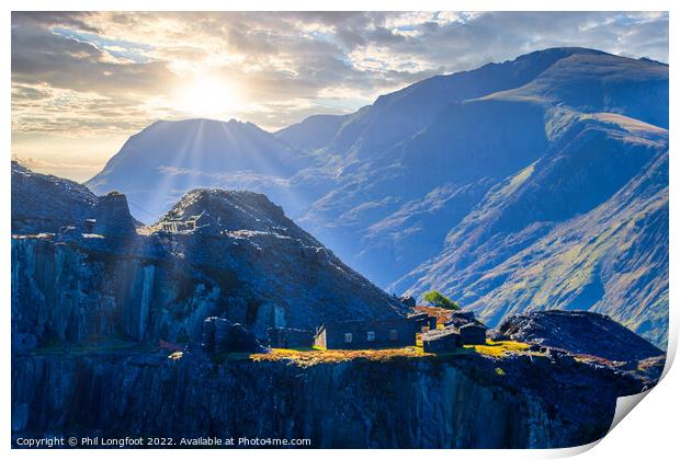 Sunset over Dinorwic Quarry Llanberis Print by Phil Longfoot