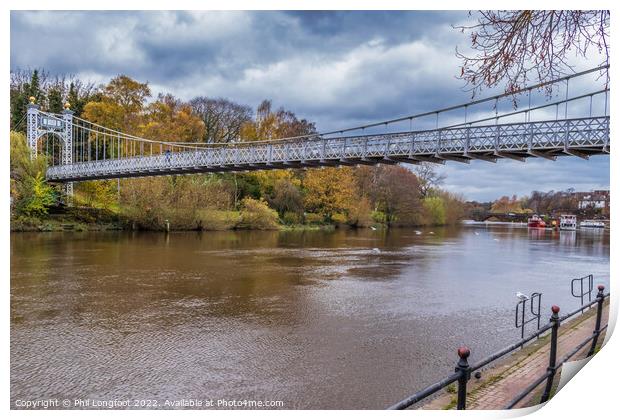 Suspension Bridge spanning River Dee Chester Cheshire Print by Phil Longfoot