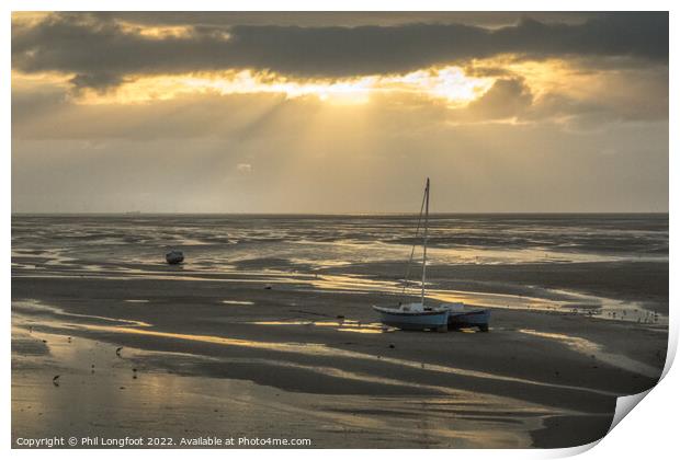 Beautiful sunset rays over Liverpool Bay  Print by Phil Longfoot