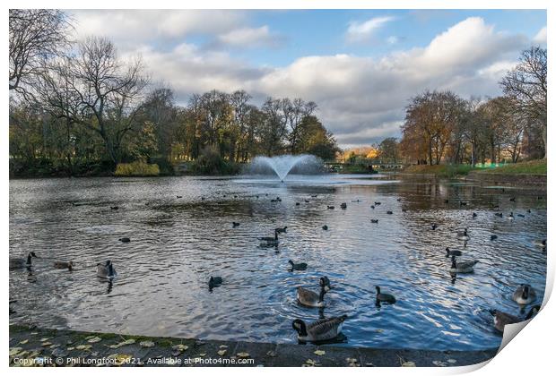 Lake Newsham Park Liverpool.  Print by Phil Longfoot