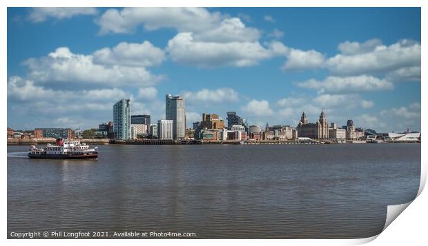 Ferry along the Mersey  Print by Phil Longfoot