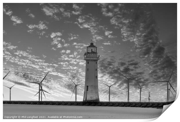 Fort Perch Rock and Windfarm New Brighton  Print by Phil Longfoot