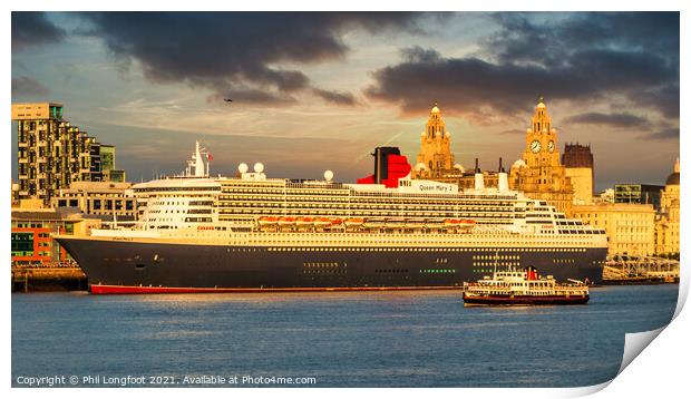 RMS Queen Mary leaves Liverpool  Print by Phil Longfoot