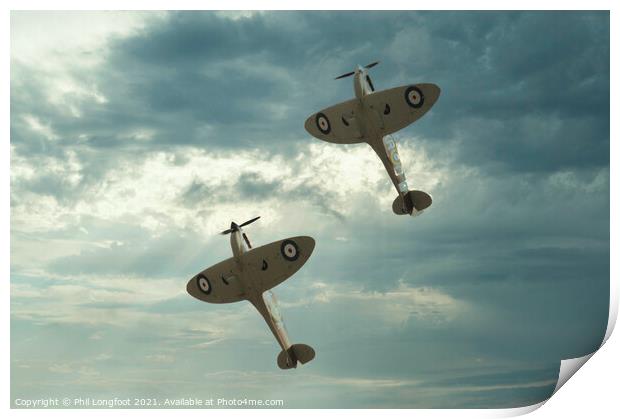 Spitfires climbing  Print by Phil Longfoot