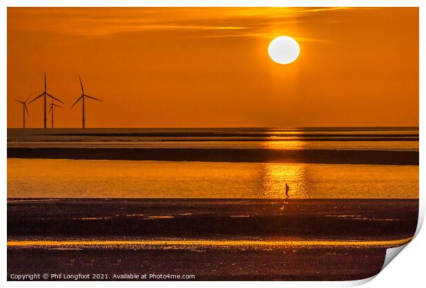Running in the sunset Crosby Print by Phil Longfoot