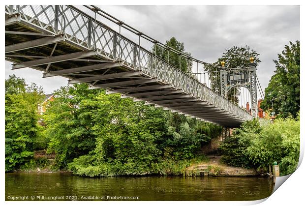 Suspension bridge over the River Dee Chester Print by Phil Longfoot