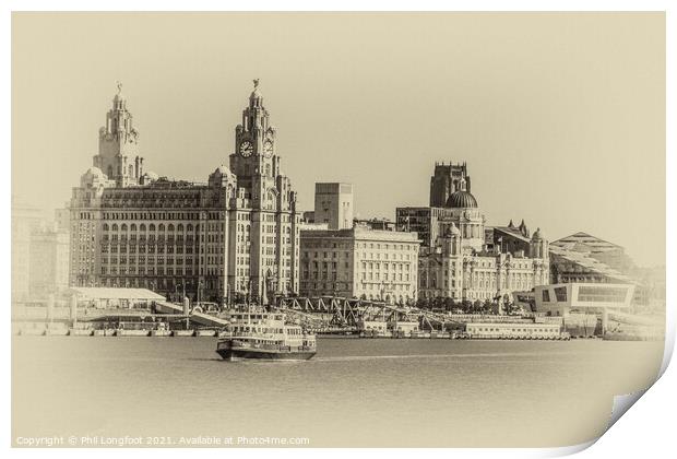 New but vintage Liverpool Waterfront Print by Phil Longfoot
