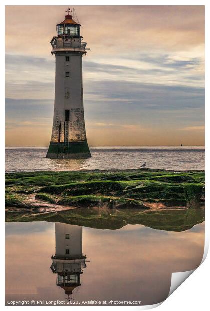 New Brighton Lighthouse at sunset  Print by Phil Longfoot